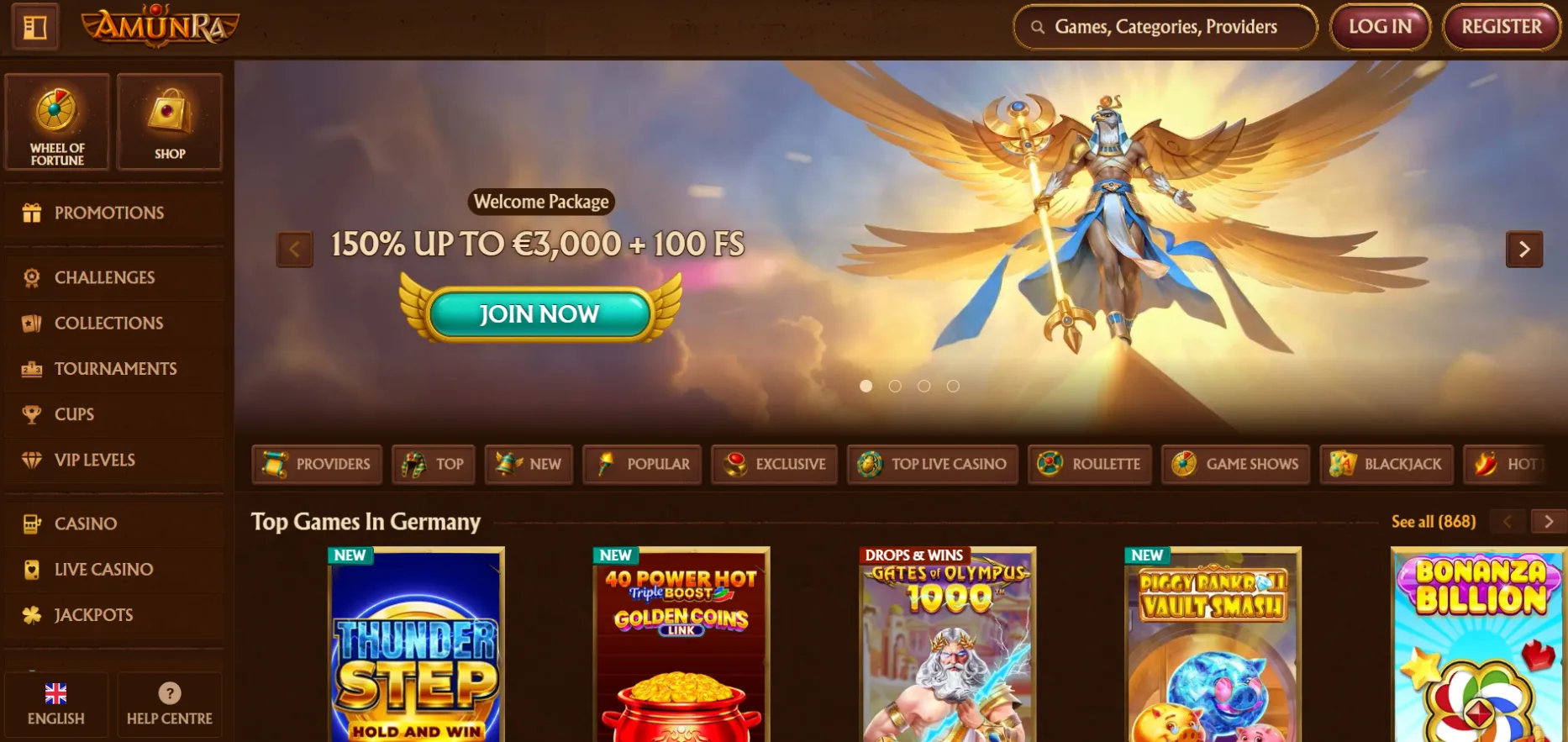 Amunra Casino Screen